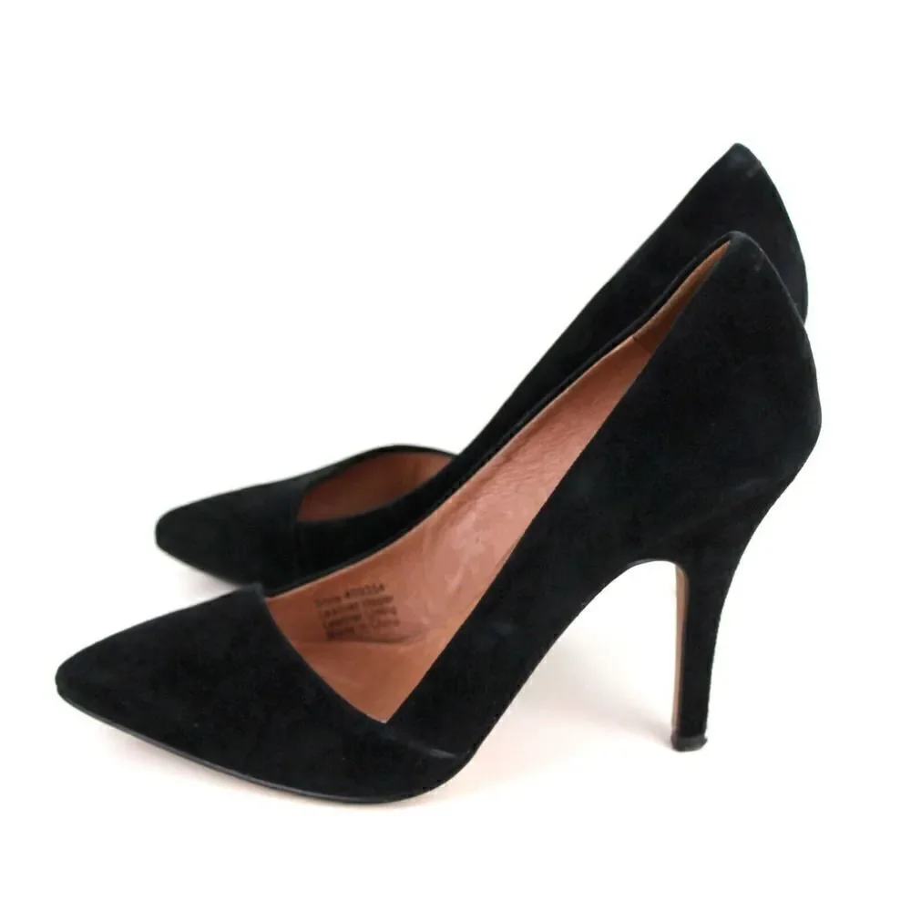 Madewell BLACK GENUINE LEATHER SUEDE MID HEEL POINTED CLASSIC PUMP SHOES Size 6